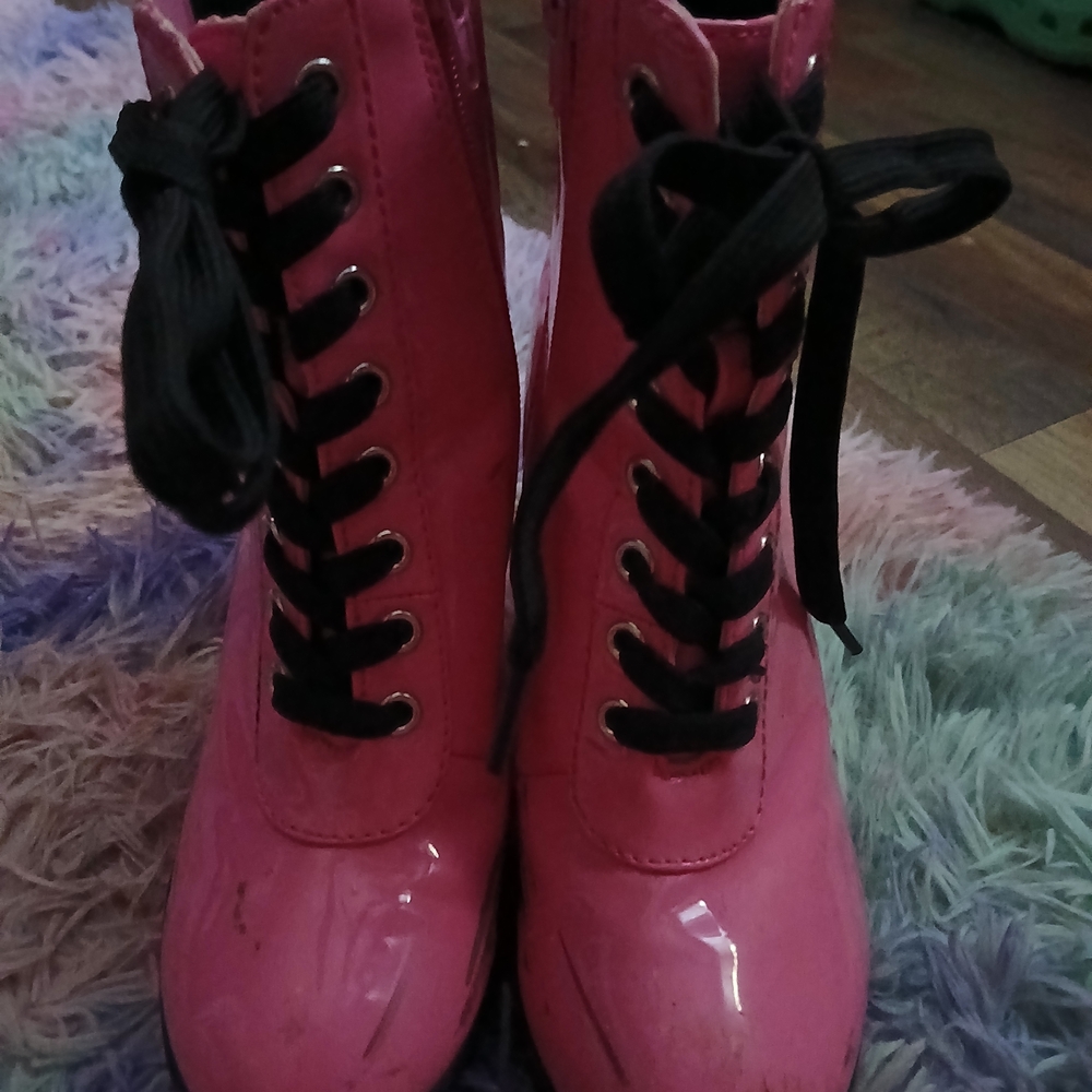 Target Pink and Black Dress Shoes with Glossy Finish